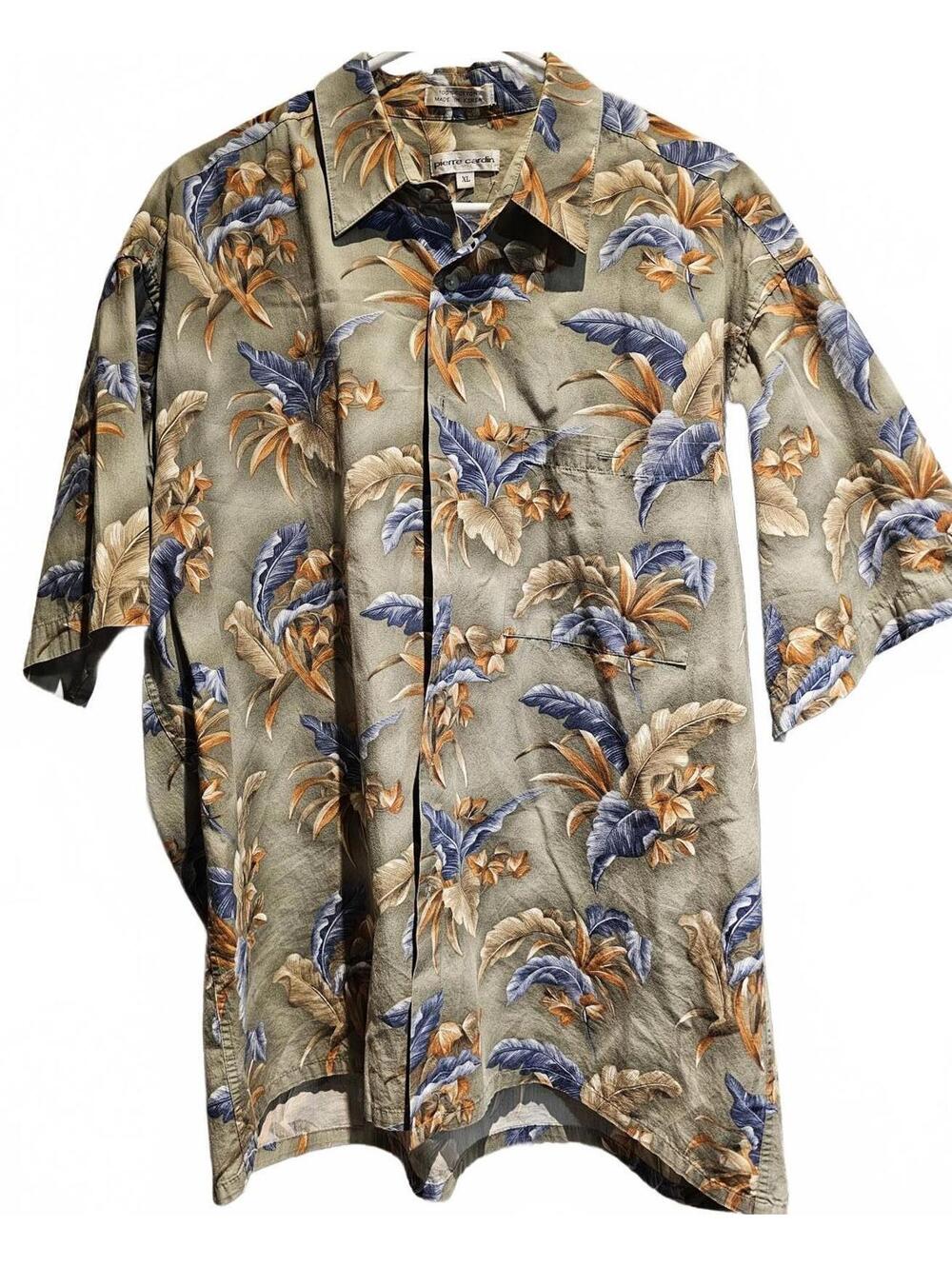 Pierre Cardin mens button up Hawaiian print shirt size XL
